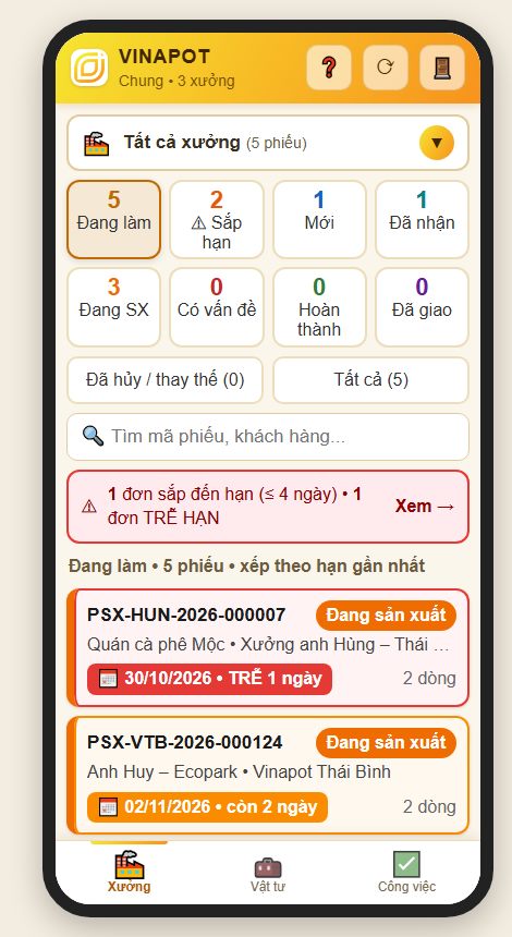 Xưởng trên điện thoại